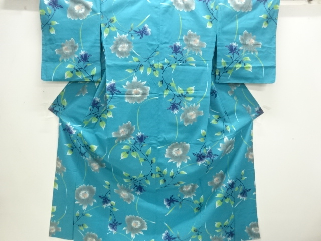 JAPANESE KIMONO / YUKATA / COTTON / FLORAL PLANTS
